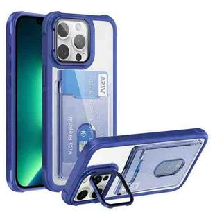 For iPhone 13 Pro Max Card Bag Holder Acrylic Hybrid TPU Phone Case(Blue)