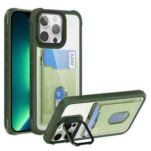 For iPhone 13 Pro Max Card Bag Holder Acrylic Hybrid TPU Phone Case(Green)