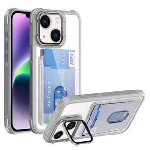 For iPhone 14 Plus Card Bag Holder Acrylic Hybrid TPU Phone Case(White)