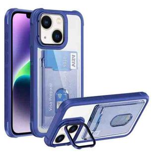 For iPhone 14 Plus Card Bag Holder Acrylic Hybrid TPU Phone Case(Blue)