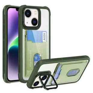 For iPhone 14 Plus Card Bag Holder Acrylic Hybrid TPU Phone Case(Green)