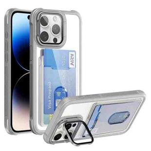 For iPhone 14 Pro Max Card Bag Holder Acrylic Hybrid TPU Phone Case(White)
