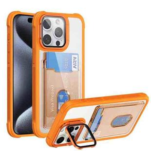 For iPhone 14 Pro Max Card Bag Holder Acrylic Hybrid TPU Phone Case(Orange)