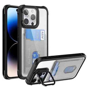 For iPhone 14 Pro Max Card Bag Holder Acrylic Hybrid TPU Phone Case(Black)