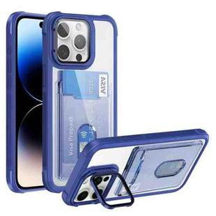 For iPhone 14 Pro Max Card Bag Holder Acrylic Hybrid TPU Phone Case(Blue)