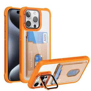 For iPhone 15 Pro Max Card Bag Holder Acrylic Hybrid TPU Phone Case(Orange)