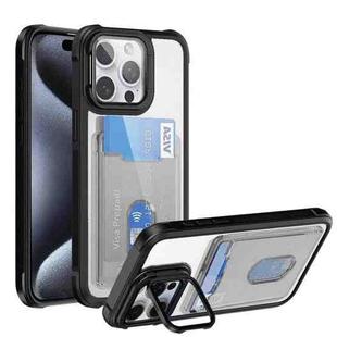For iPhone 15 Pro Max Card Bag Holder Acrylic Hybrid TPU Phone Case(Black)