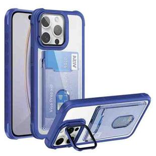 For iPhone 16 Pro Max Card Bag Holder Acrylic Hybrid TPU Phone Case(Blue)