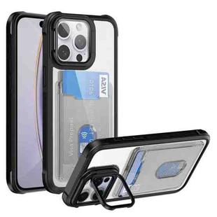 For iPhone 16 Pro Card Bag Holder Acrylic Hybrid TPU Phone Case(Black)