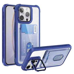 For iPhone 16 Pro Card Bag Holder Acrylic Hybrid TPU Phone Case(Blue)