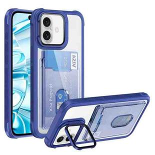 For iPhone 16 Card Bag Holder Acrylic Hybrid TPU Phone Case(Blue)