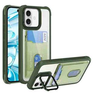 For iPhone 16 Card Bag Holder Acrylic Hybrid TPU Phone Case(Green)