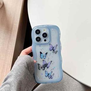 For iPhone 11 Wave Edge Butterfly TPU Hybrid PC Phone Case(Blue)