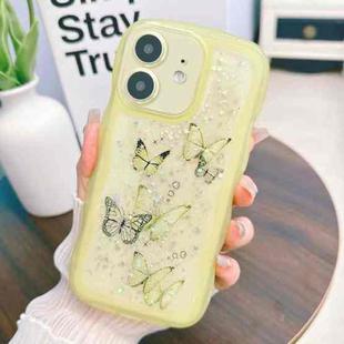 For iPhone 11 Wave Edge Butterfly TPU Hybrid PC Phone Case(Yellow)