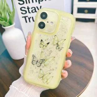 For iPhone 16 Plus Wave Edge Butterfly TPU Hybrid PC Phone Case(Yellow)