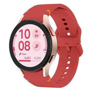 For Samsung Galaxy Watch FE 40mm Flat Sewing Design Silicone Watch Band(Red)