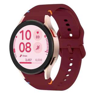 For Samsung Galaxy Watch FE 40mm Flat Sewing Design Silicone Watch Band(Wine Red)