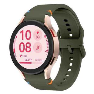 For Samsung Galaxy Watch FE 40mm Flat Sewing Design Silicone Watch Band(Army Green)