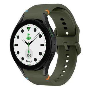 For Sansung Galaxy Watch 5 Pro Golf Edition Flat Sewing Design Silicone Watch Band(Army Green)