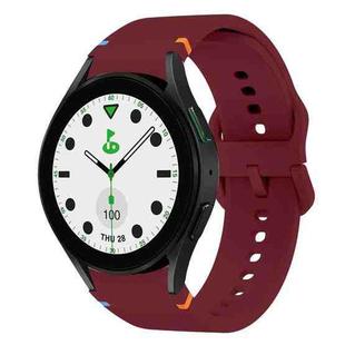 For Samsung Galaxy Watch 5 Golf Edition Flat Sewing Design Silicone Watch Band(Wine Red)