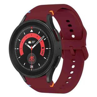 For Sansung Galaxy Watch5 Pro 45mm Flat Sewing Design Silicone Watch Band(Wine Red)