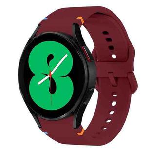 Fou Samsung Galaxy Watch 4 40 / 44mm Flat Sewing Design Silicone Watch Band(Wine Red)