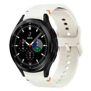 For Samsung Galaxy Watch 4 Classic 42 / 46mm Flat Sewing Design Silicone Watch Band(White)