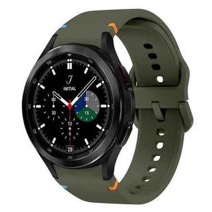 For Samsung Galaxy Watch 4 Classic 42 / 46mm Flat Sewing Design Silicone Watch Band(Army Green)