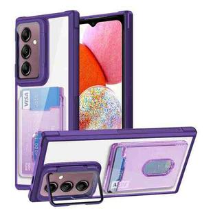 For Samsung Galaxy A14 4G Card Bag Holder Acrylic Hybrid TPU Phone Case(Purple)