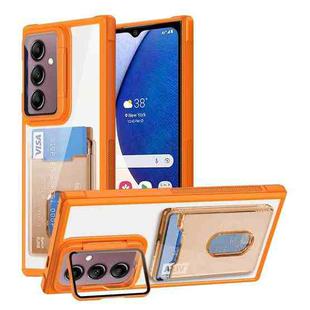 For Samsung Galaxy A14 5G Card Bag Holder Acrylic Hybrid TPU Phone Case(Orange)