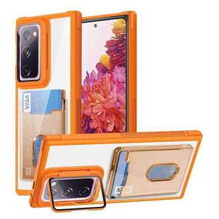 For Samsung Galaxy S20 FE Card Bag Holder Acrylic Hybrid TPU Phone Case(Orange)