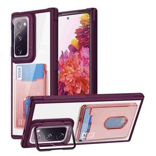 For Samsung Galaxy S20 FE Card Bag Holder Acrylic Hybrid TPU Phone Case(Red)