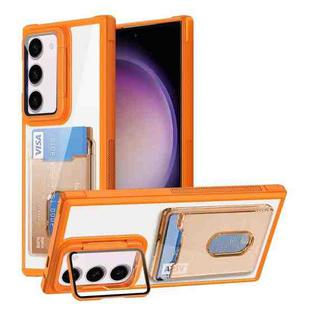 For Samsung Galaxy S23+ 5G Card Bag Holder Acrylic Hybrid TPU Phone Case(Orange)