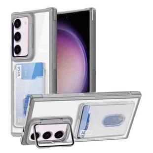 For Samsung Galaxy S23+ 5G Card Bag Holder Acrylic Hybrid TPU Phone Case(White)