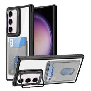 For Samsung Galaxy S23+ 5G Card Bag Holder Acrylic Hybrid TPU Phone Case(Black)