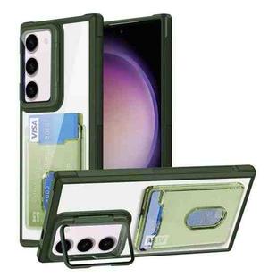 For Samsung Galaxy S23+ 5G Card Bag Holder Acrylic Hybrid TPU Phone Case(Green)
