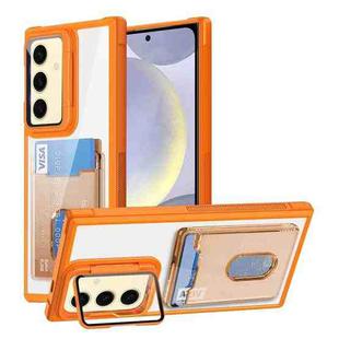 For Samsung Galaxy S24 FE 5G Card Bag Holder Acrylic Hybrid TPU Phone Case(Orange)