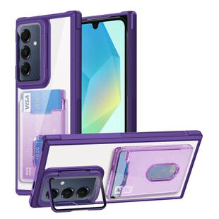 For Samsung Galaxy A16 5G Card Bag Holder Acrylic Hybrid TPU Phone Case(Purple)