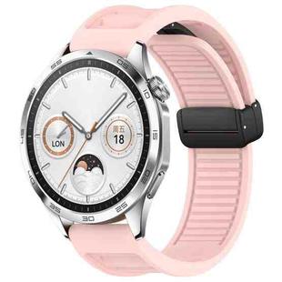 For Huawei Watch GT4 46mm 22mm Foldable Magnetic Buckle Silicone Watch Band(Pink)