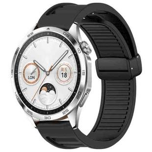 For Huawei Watch GT4 46mm 22mm Foldable Magnetic Buckle Silicone Watch Band(Black)