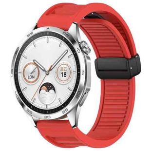 For Huawei Watch GT4 46mm 22mm Foldable Magnetic Buckle Silicone Watch Band(Red)