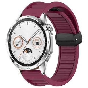 For Huawei Watch GT4 46mm 22mm Foldable Magnetic Buckle Silicone Watch Band(Wine Red)