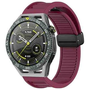 For Huawei Watch GT3 SE 22mm Foldable Magnetic Buckle Silicone Watch Band(Wine Red)