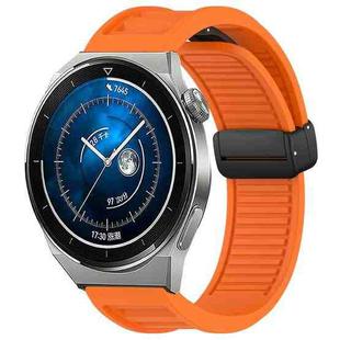 For Huawei Watch GT3 Pro 46mm 22mm Foldable Magnetic Buckle Silicone Watch Band(Orange)