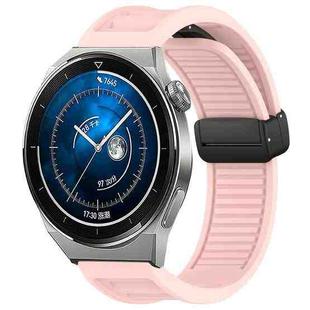 For Huawei Watch GT3 Pro 46mm 22mm Foldable Magnetic Buckle Silicone Watch Band(Pink)