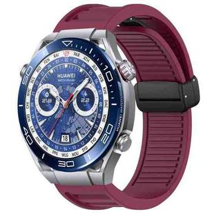 For Huawei Watch Ultimate 22mm Foldable Magnetic Buckle Silicone Watch Band(Wine Red)