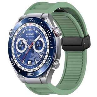 For Huawei Watch Ultimate 22mm Foldable Magnetic Buckle Silicone Watch Band(Green)