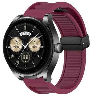 For Huawei Watch Buds 22mm Foldable Magnetic Buckle Silicone Watch Band(Wine Red)