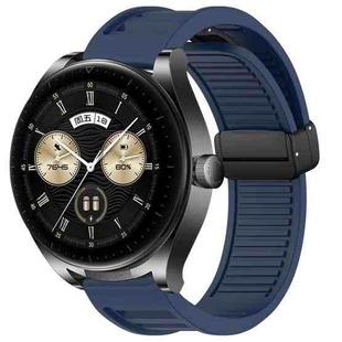 For Huawei Watch Buds 22mm Foldable Magnetic Buckle Silicone Watch Band(Midnight Blue)