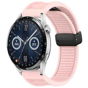 For Huawei Watch GT3 46mm 22mm Foldable Magnetic Buckle Silicone Watch Band(Pink)